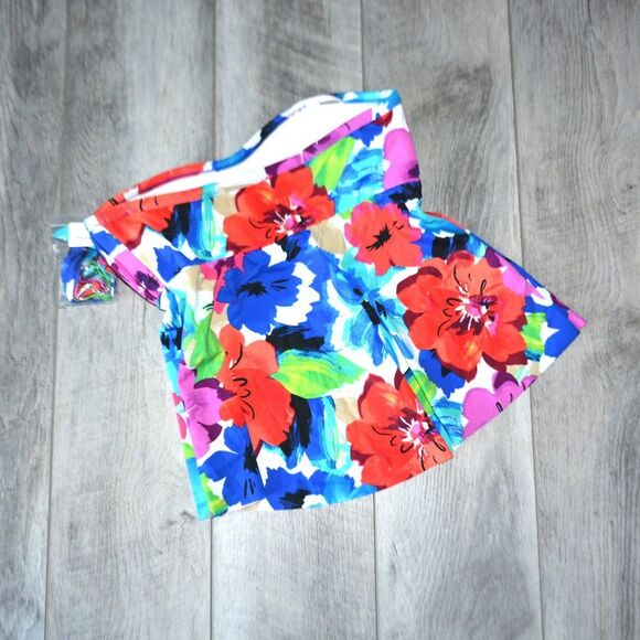 SWIM SOLUTIONS - Halter Bandeau Floral Swim Tankini Top - Picture 4 of 4
